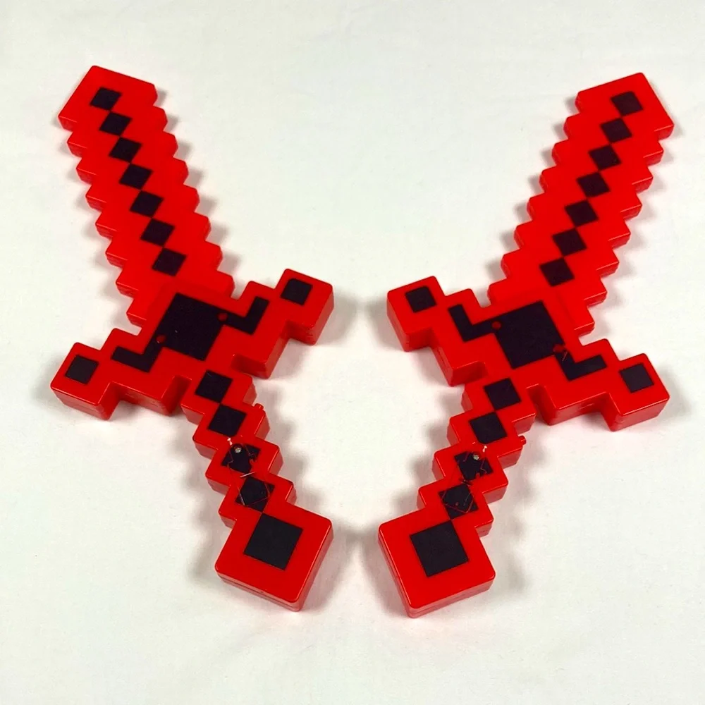 Light up red pixel swords